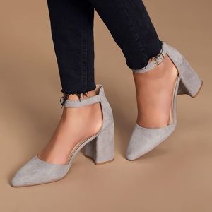 EUC Grey Suede Block Heels